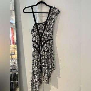Free People asymmetrical black & white lace dress